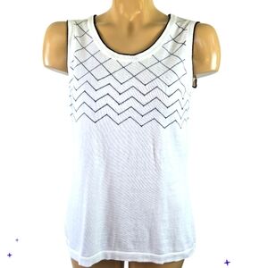 GREG NORMAN Sleeveles‎ Sweater Ladies Golf Tank Chevron Design White Black Small